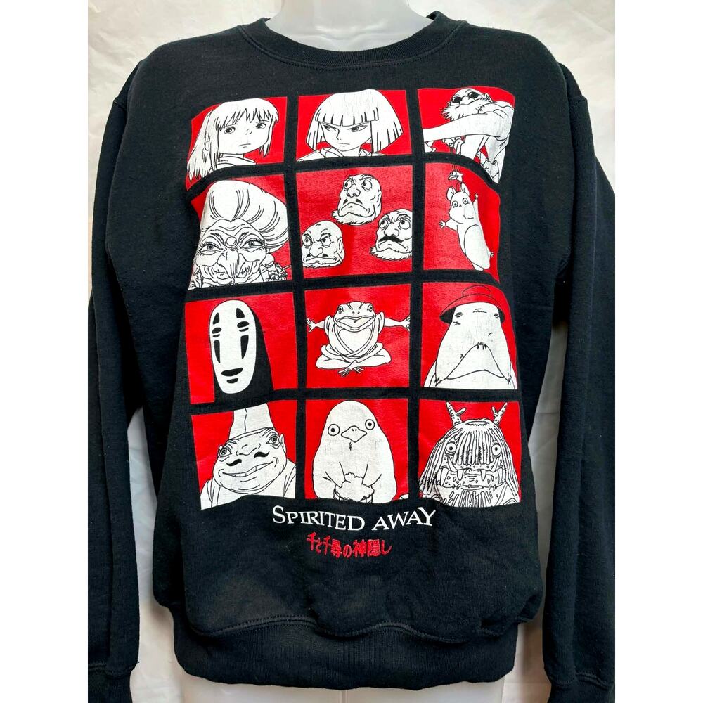 Studio Ghibli Spirited Away Sweatshirt Small Red Sen Chihiro Haku No Face GRID - Picture 1 of 5